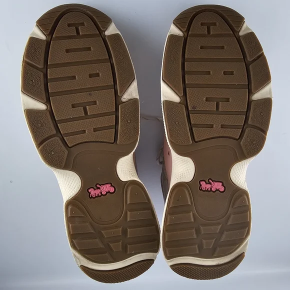 Coach Signature 270 Shoes Women's Size 10 Tech Runner Tan Pink Lace Up Sneakers - Picture 7 of 16